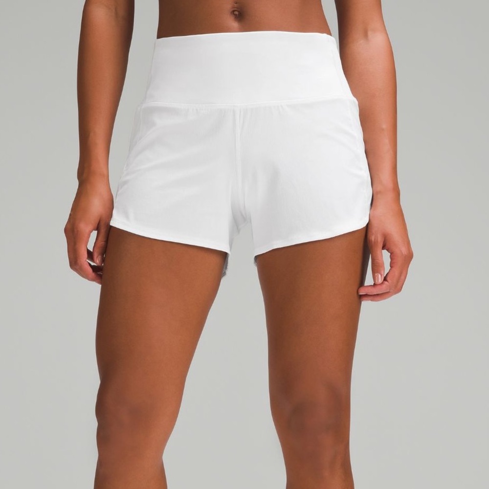 lululemon speed up high rise lined shorts 4” white